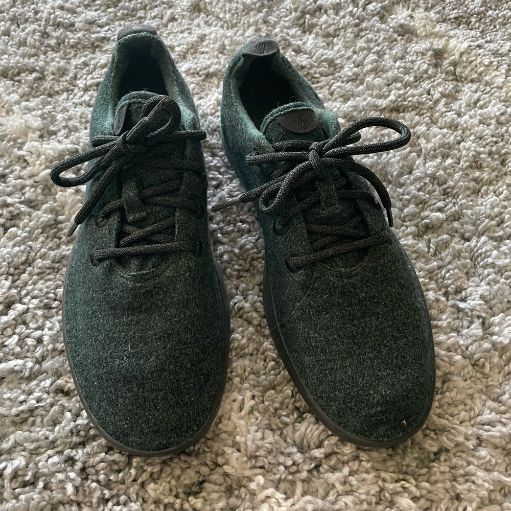 Allbirds Mens Wool Runner Dark Green Black Sole 10